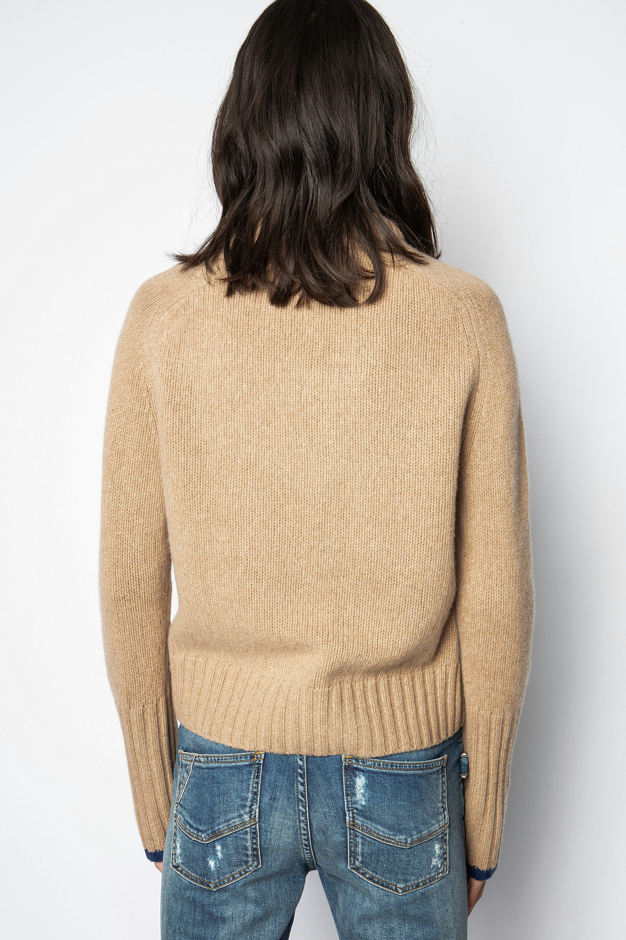 Pull Maddy I Like You - Pull marron en laine mérinos femme, à message.